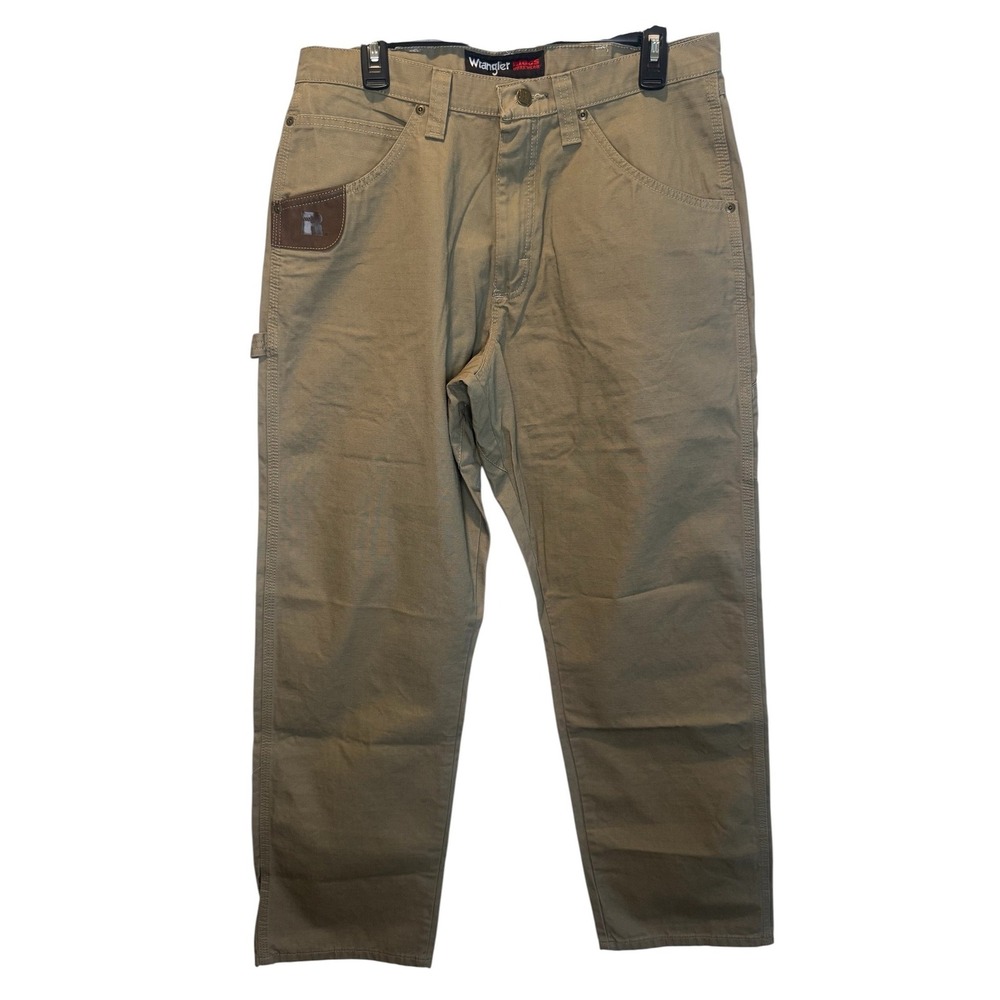 Wrangler Riggs Workwear Men Khaki Ripstop Carpenter Pants 103W020BR 34x32 NEW